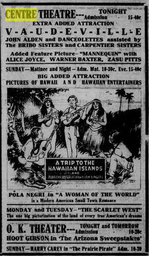 Centre Theater - Jan 9 1926 Ad